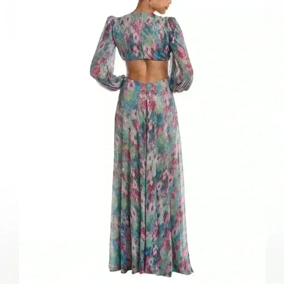 New NWT PATBO Lurex Cutout Gown Green Multi Color Sz 6 Retails $875 - Picture 2 of 3